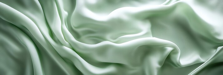 Obraz premium Flowing Soft Green Fabric Creates Elegant Abstract Design Background Banner