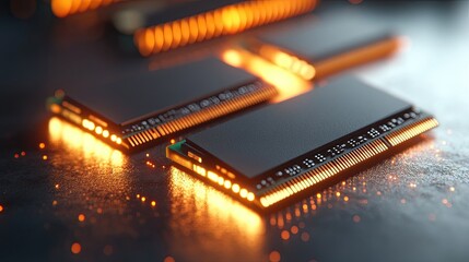 Two computer memory modules placed side by side on a sleek surface, representing the core components of modern computing technology, perfect for tech and hardware-related concepts.