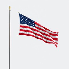 Fototapeta premium American Flag Waving on Flagpole - PNG Format for Design