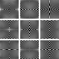 Set of Abstract Black and White Lines Patterns. 