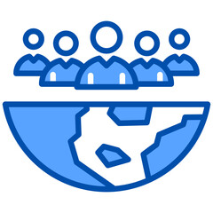 Population icon in Blue Color Style. Simple Vector Design. Simple Vector Flat Icon