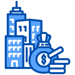Obraz premium Investment icon in Blue Color Style. Simple Vector Design. Simple Vector Flat Icon