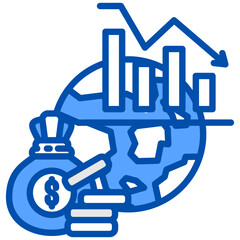 Recession icon in Blue Color Style. Simple Vector Design. Simple Vector Flat Icon