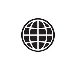 Internet icon silhouelette. Black earth icon. Vector image.