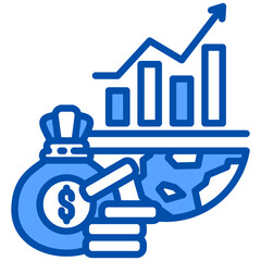 Obraz premium Economic icon in Blue Color Style. Simple Vector Design. Simple Vector Flat Icon
