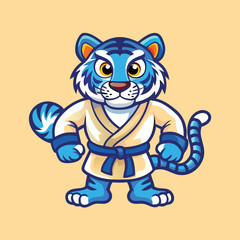 Dynamic Tiger Karate Mascot Vector Character Cartoon