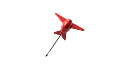 Photo of red pin flying isolated on transparent background.png