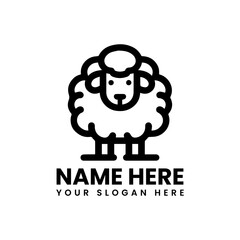 Clean sheep vector graphic. Minimal animal farm design