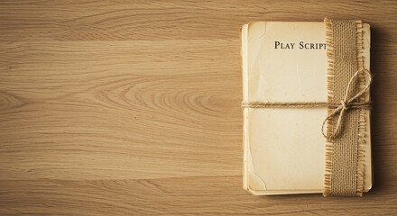 Play script on wooden table conveying creativity and art representing the essence of storytelling in theatre