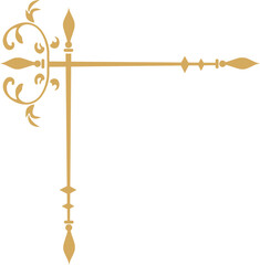 Ornate golden corner frame with floral design and decorative elements.