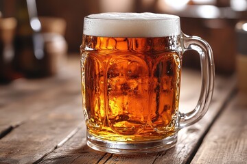 Chilled drink in a mug on wood table