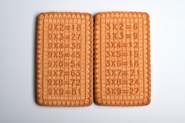 multiplication table embossed on a cookie
