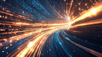 Obraz premium Experience the sensation of speed through light particles in motion.