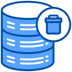 Delete database icon in Blue Color Style. Simple Vector Design. Simple Vector Flat Icon