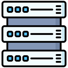 Database icon in Flat Color Style With Outline. Simple Vector Design. Simple Vector Flat Icon