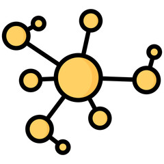 Networking icon in Flat Color Style With Outline. Simple Vector Design. Simple Vector Flat Icon