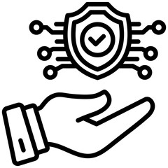 Cyber security icon in Outline Style. Simple Vector Design. Simple Vector Outline Icon