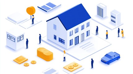 Isometric Illustration of Real Estate Investment and Property Ownership