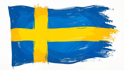 Hand-drawn Sweden flag with pencil strokes, organic authenticity