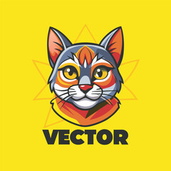 Colorful Gradient Style Cat Vector Logo Illustration
