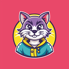 Vector Illustration of a Stylish and Minimalist Cat Mascot Emblem