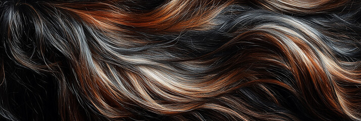 Naklejka premium Horse mane texture with flowing dark brown and black strands