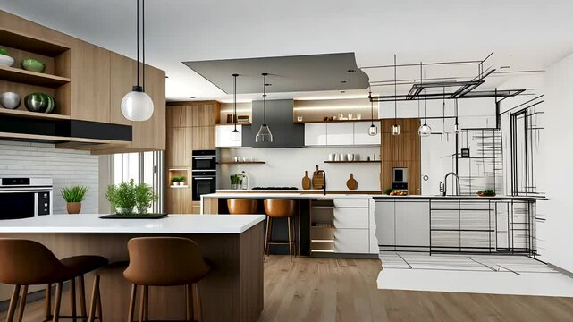 Lucury kitchen interior, cabinet design