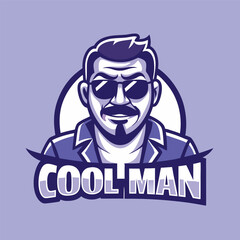 Cool Man Mascot Cartoon Character Vector Logo Illustration