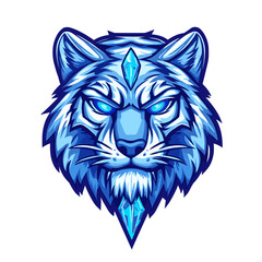 Fototapeta premium Frost-infused tiger logo designed for esports featuring sharp ice crystals and a striking blue color palette representing strength and agility