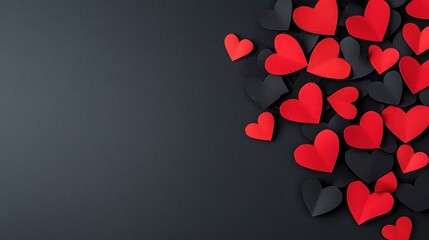 Romantic Red and Black Hearts Background