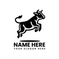 Stylized jumping cow vector graphic. Dynamic farm animal design