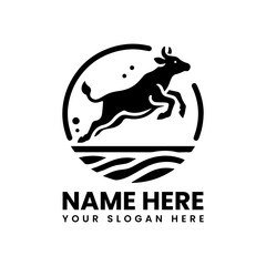 Naklejka premium Stylized jumping cow vector graphic. Dynamic farm animal design