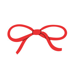 Thin and delicate red ribbon bow. Simple decorative element for wedding cards, invitations, and festive designs. Elegant and lightweight.
