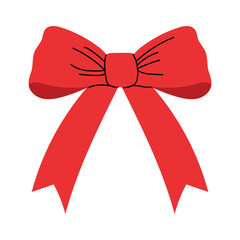 Classic red ribbon bow with a soft curved design. Elegant and festive decoration for greeting cards, holiday themes, and stylish gift wrapping.