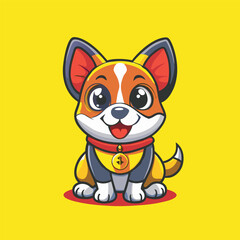 Adorable Vector Graphic Illustration of a Cute Doggy Cartoon Mascot