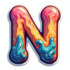 Colorful Letter N Typography with 3D Effect - Vibrant Fluid Artistic Design for Modern Branding and Visual Communication