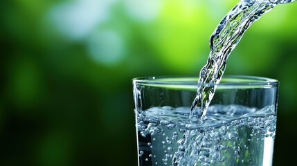 Clear Water Is Poured Into A Glass For Refreshment And Hydration