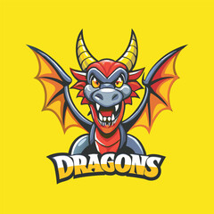 Vector Illustration of a Green Dragon Mascot Cartoon Style