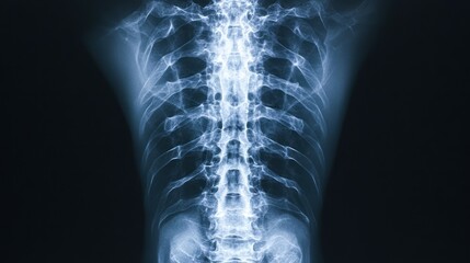 Thoracic Spine X-Ray: A Detailed Posterior-Anterior View of the Vertebrae and Ribs