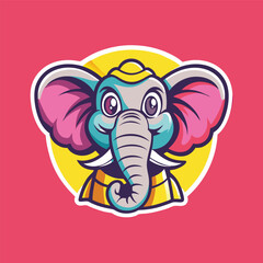 Cartoon Elephant Mascot for Vector Logo Illustration with a Playful Pose