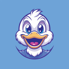 Cartoon Vector Logo Illustration of a Happy Duck Mascot Character