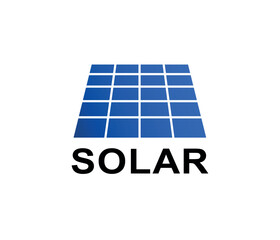  Vector sign solar panel, logo green energy and renewable on white background