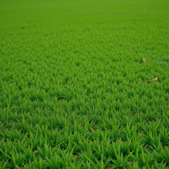 Obraz premium A detailed green grass texture serves as the backdrop for either a soccer or football field