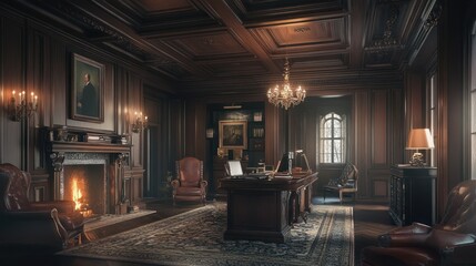 Luxurious Wooden Office Interior