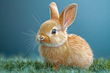 Fototapeta premium Bunny and rabbit cute and happy Easter and spring celebration Animal and pet photo and smile for a perfect holiday greeting