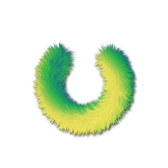 Modern abstract 3D U letter fluffy wave shape