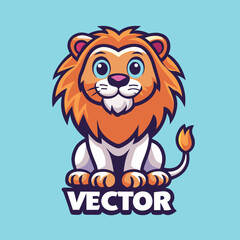 Fototapeta premium Cute Little Lion Mascot Cartoon Vector Illustration with Friendly Expression