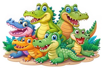 Fototapeta premium Cartoon Alligator Illustrations for Kids