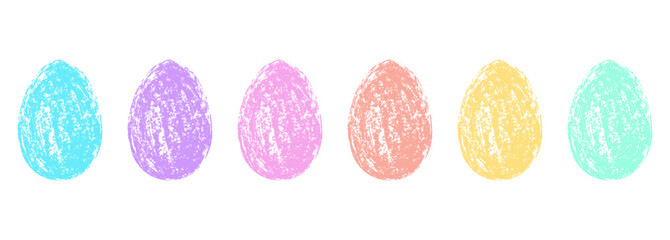 Pastel coloured Easter eggs with a grunge texture. Abstract and minimalist holiday design with a vintage artistic touch