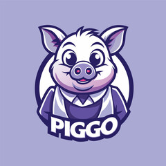 Vector Mascot Cartoon Illustration of a Piggo in a Stylish Pink Outfit